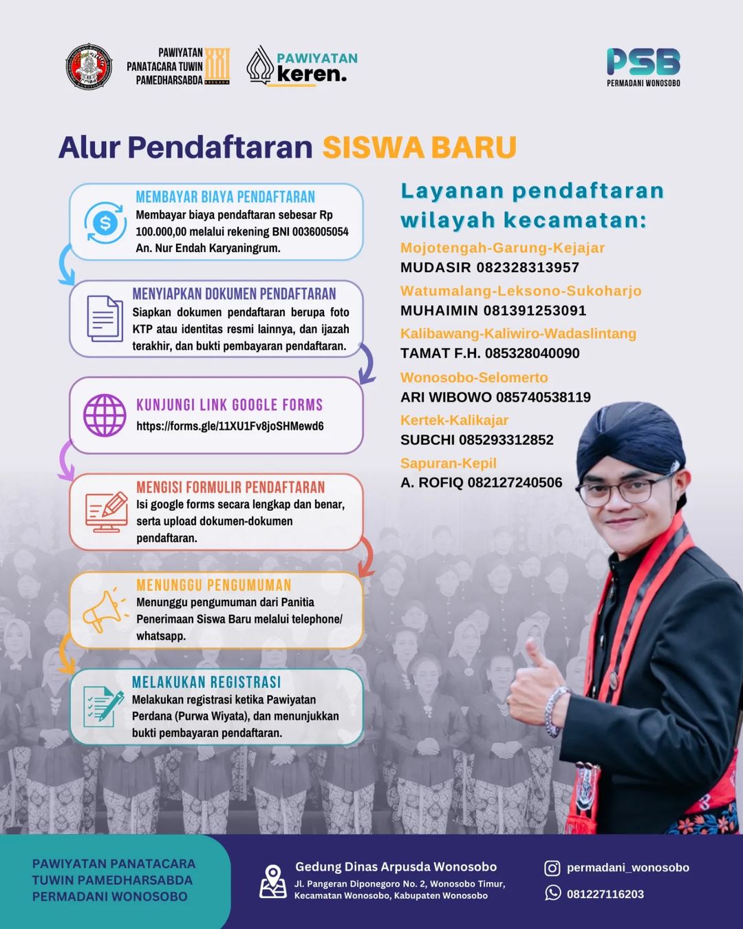 Permadani Wonosobo membuka penerimaan siswa baru (PSB) Pawiyatan Panatacara Tuwin Pamedharsabda Bregada XII- Pendaftaran dibuka mulai tanggal 25 Maret sampai dengan 30 April 2024-Yuk buruan daftarkan diri (1)